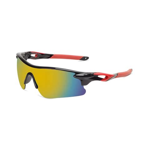 4Flaunt Futuristic Series Half Rim Sports Sunglasses - Black Red