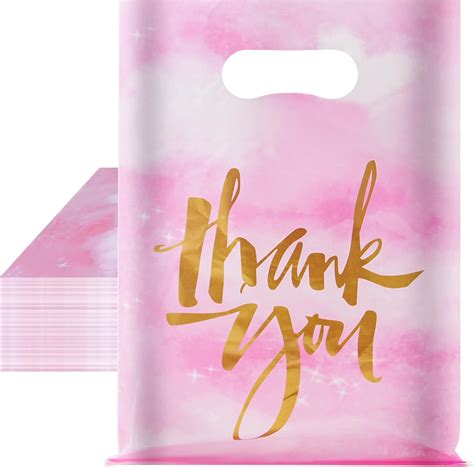 Amazon.com: Chirpbirds Thank You Plastic Gift Bags for Business Small ...
