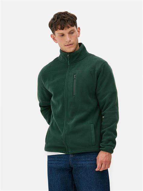 Mens Dark Green Zip-Up Fleece Jacket | Primark