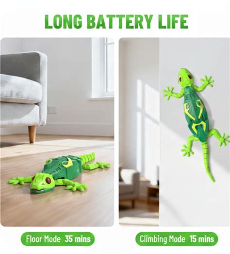 RC Gecko Crawling along Walls and Ceilings with Luminous LED Eyes, Rem ...