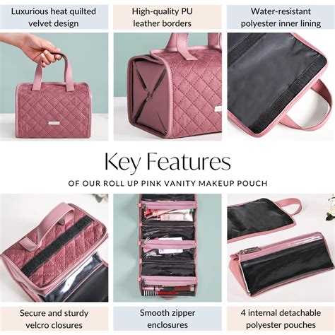 Roll Up Pink Vanity Makeup Pouch Online - Premium Vanity Pouch | Nestasia