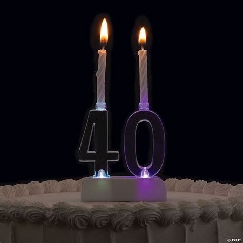 2 1/2" x 2 3/4" Light-Up Flashing 40 Shaped Plastic Candle Holder ...