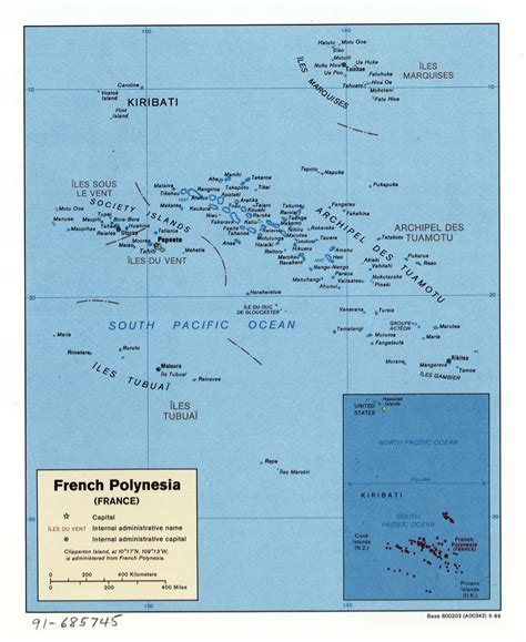 Large detailed political map of French Polynesia with major cities ...