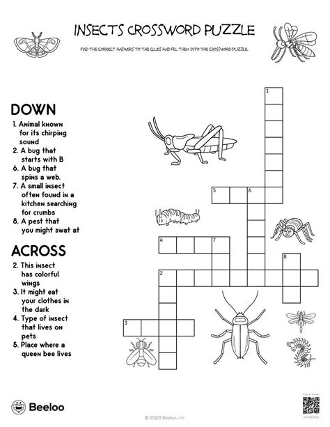 Insect-themed Crossword Puzzles • Beeloo Printable Crafts and ...