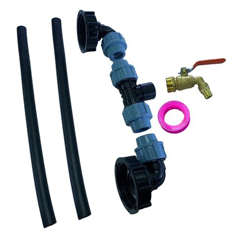 IBC Tank Adapter Drain Tap With1 Tube And 2 Curved Connectors Fittings ...