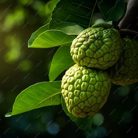 Premium AI Image | Exotic Custard Apple Sitaphal Landscape Background