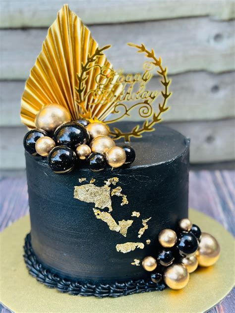 Black & Gold Regal Birthday Cake | Luxury Cake Delivery in Walthamstow ...