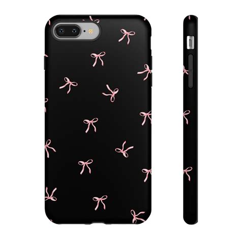 Black and Pink Bows Phone Case, Sleek Black Bow Design, Pink Coquette ...