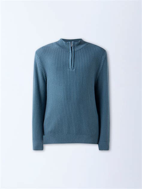Buy WES Casuals Teal Knitted Relaxed-Fit Sweater from Westside