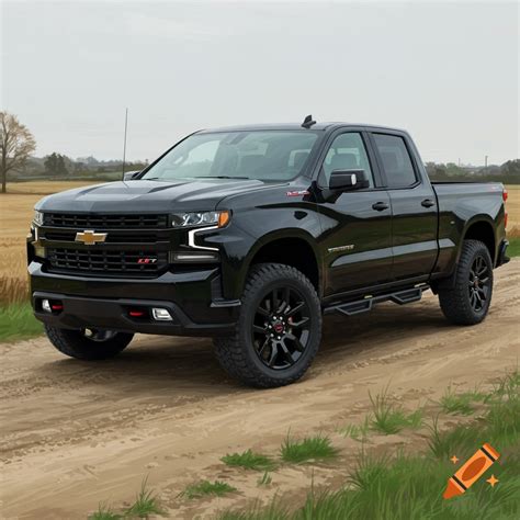 Black Chevy Silverado 1500 LT with KMC IMS rims on Craiyon