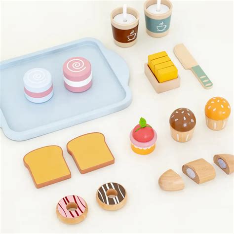 Wooden Breakfast Toy Set for Kids | Pretend Play Food for Toddlers Ages ...
