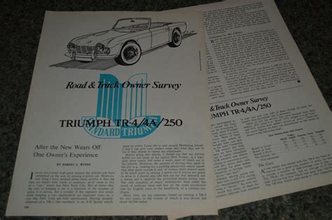 1970 TRIUMPH TR4-4A-250 ORIGINAL FIRST LOOK ROAD TEST OWNER SURVEY ARTICLE 70 Parts for Sale ...