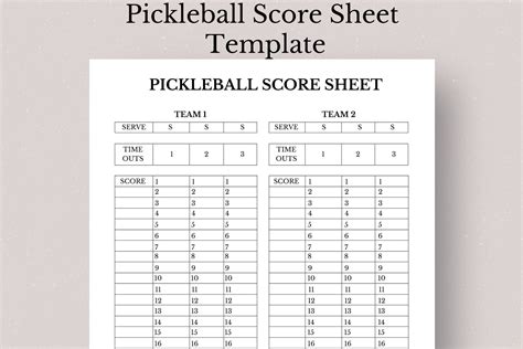 Pickleball Score Sheet Template, Printable Scorecard (digital Download ...