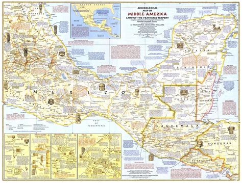 National Geographic Archeological Wall Map Of Middle America 1968 ...