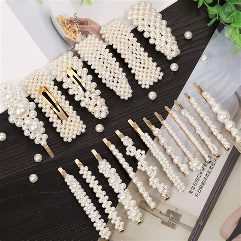 Amazon.com : 18 Pcs Pearl Hair Clips Large Hair Clips Barrette Hair for ...