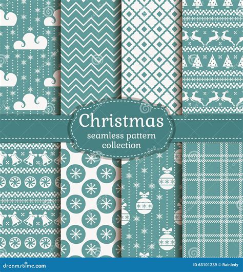 Christmas Seamless Patterns. Vector Set. Stock Vector - Illustration of ...