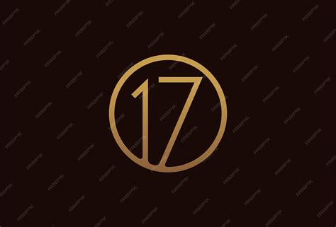 Premium Vector | 17 years anniversary logo, gold line circle with ...