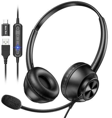 New bee 𝐔𝐒𝐁 𝐇𝐞𝐚𝐝𝐬𝐞𝐭 𝐰𝐢𝐭𝐡 𝐌𝐢𝐜, Computer Headsets with Microphone for PC ...