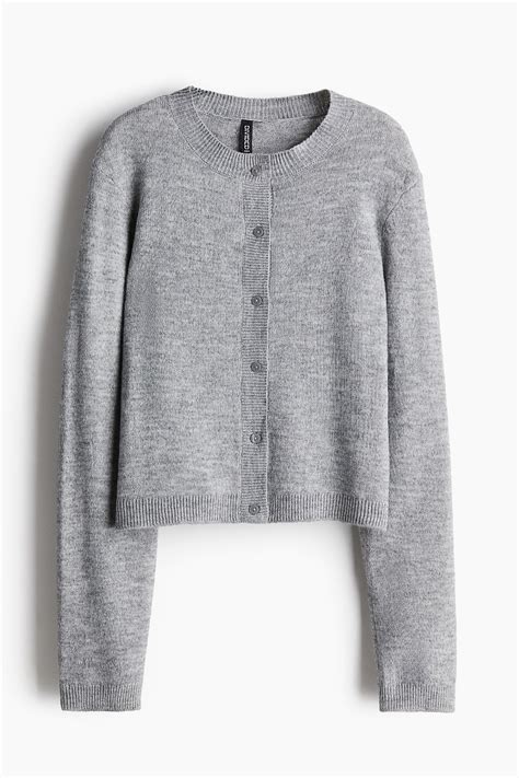 Women's Gray melange Fine-Knit Cardigan | H&M CA