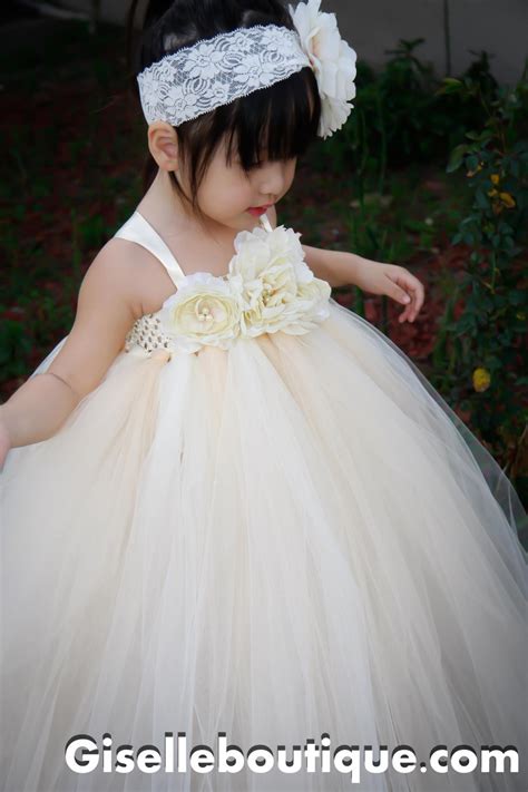 Flower Girl Dress Ivory Vintage With Pearls TuTu Dress, Baby Tutu Dress ...