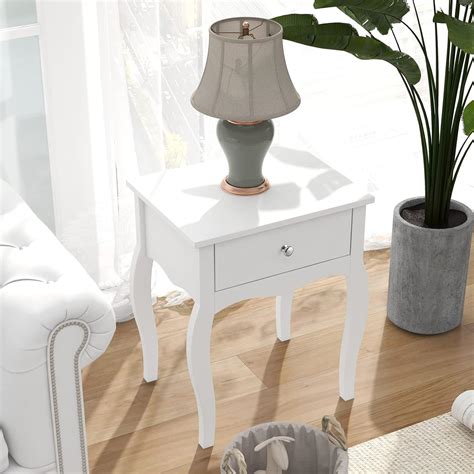 Buy Treocho End Table with Curved Legs and Drawer, Modern Nightstand ...