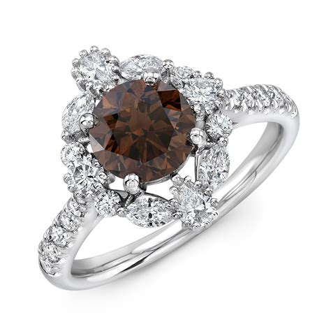 Gorgeous 1.38ct Cognac Diamond & Stunning Parade Design Floral Ring