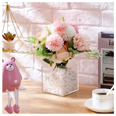 Buy GVIBE Square Glass Vase for Flowers, Plants, Home Decor, 10 x 10 x ...