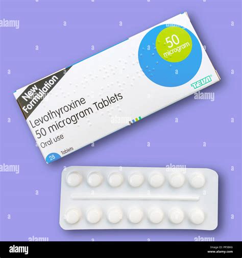 PHOTOGRAPH!! - Box and blister pack of Levothyroxine Tablets on blue ...