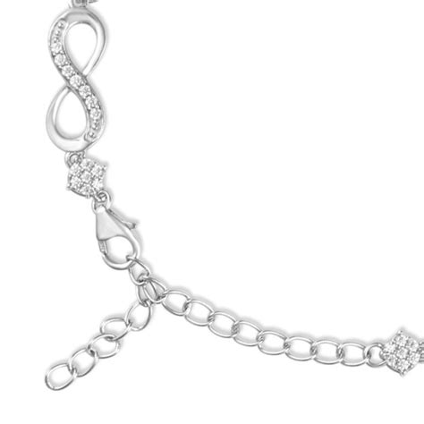 Infinite Brilliance CZ-Studded Rhodium-Plated 925 Sterling Silver Brac ...