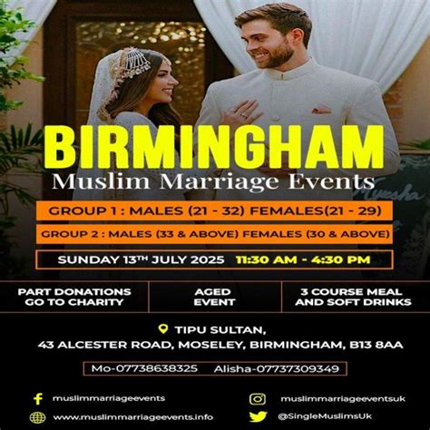 Muslim Marriage Event Birmingham - 2 Age Groups, Tipu Sultan Majestic ...