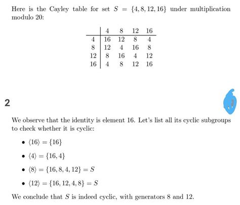 . Consider the set {4, 8, 12, 16}. Show that this set is a group under ...