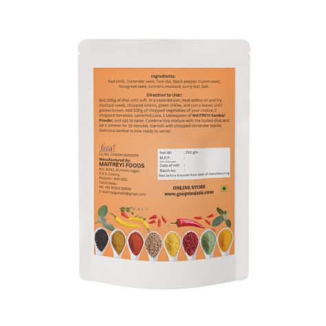 Sambar Powder (250g) - Authentic South Indian Spice Blend – Go Optimistic