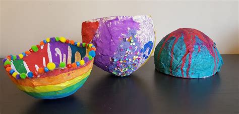 Colorful Paper Mache Bowls for Kids