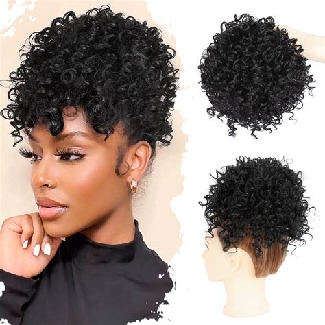 Amazon.com : LUNDEREN Short Drawstring Ponytail Extension for Black ...