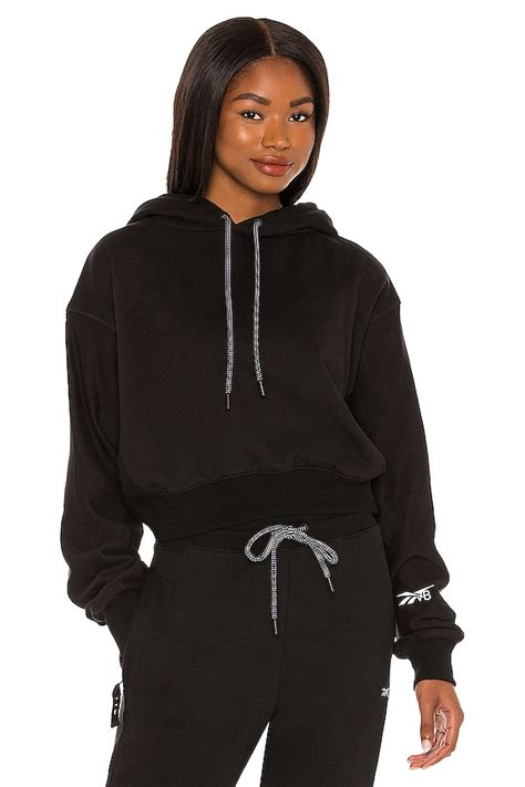 Reebok x Victoria Beckham Cropped Hoodie in Black | REVOLVE