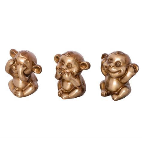 3 Musketeers Monkey SetÂ Brass Decorative - eCraftIndia Online