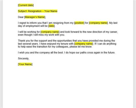 Buy Resignation Letter Template - Editable Word File Online in India - Etsy