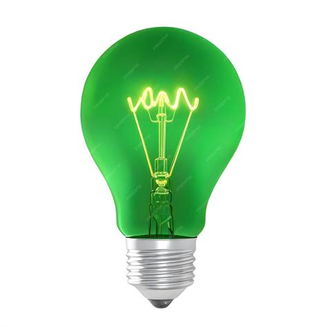 Premium Photo | A green light bulb with lighting on white background