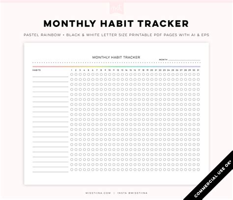 Miss Tiina + ALL + Monthly Habit Tracker