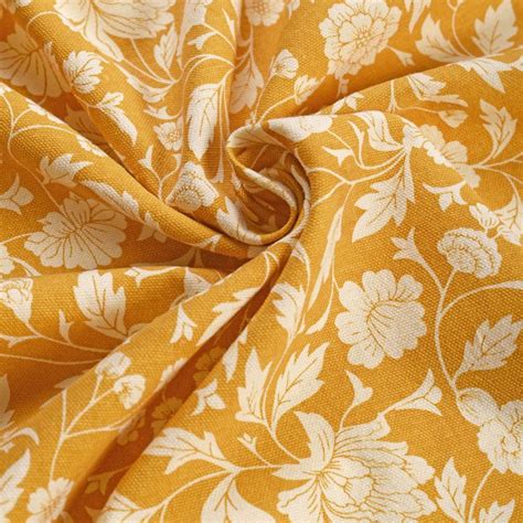 Yellow Printed Fabric Kalamkari Floral Pattern