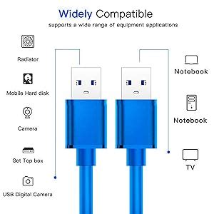 Storite 60cm Super Speed USB 3.0 Type A Cable - Male to Male USB Cord ...