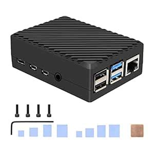 Geekworm Raspberry Pi 4 Case (P373), Fanless Aluminum Passive Cooling ...