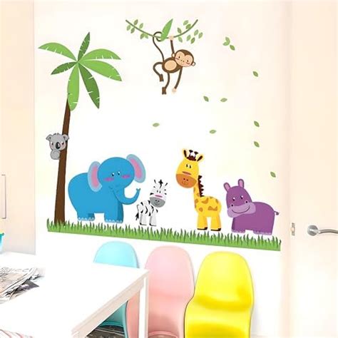 Decals Design 'Baby Cartoon Animal Kingdom Kids' Room Wall Sticker (PVC ...