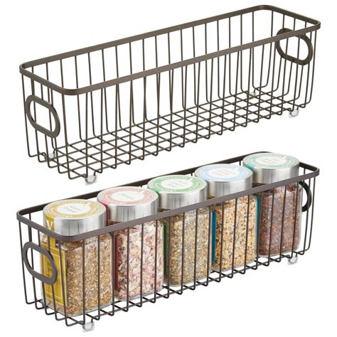 Buy mDesign Metal Farmhouse Kitchen Pantry Food Storage Organizer ...