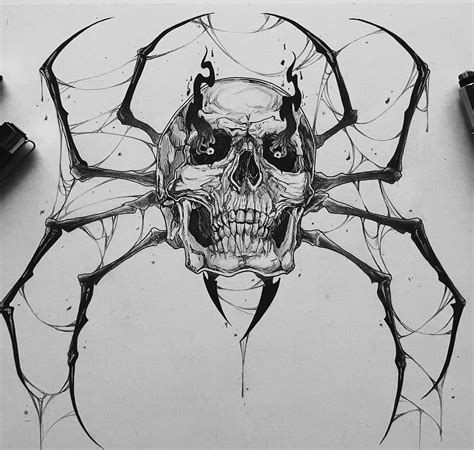 Spider Skull Drawing