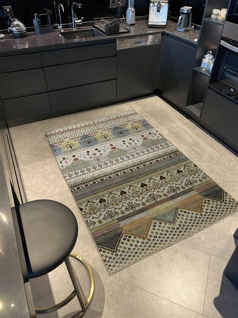 Hokku Designs Mira Beige-Grey Themed Striped Mixed Ethnic Shape Patterned Modern Decorative Rug ...