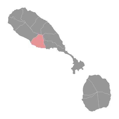 Mapa parafii Trinity Palmetto Point Saint Kitts i Nevis | Wektor Premium