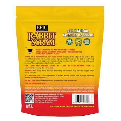 EPIC Rabbit Scram 2-lb Pest Control Granules for Rabbits, Deer, Safer ...