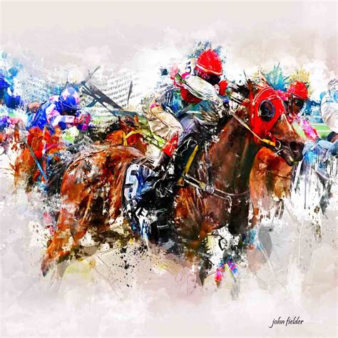 Louis Leonard Art - Horse Race - Artist John Fielder, Canvas Giclee ...
