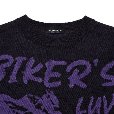 LUVISTRUE × atmos pink RC BIKE KNIT BLACK（ラブイズトゥルー × アトモスピンク RC バイク ニット ...